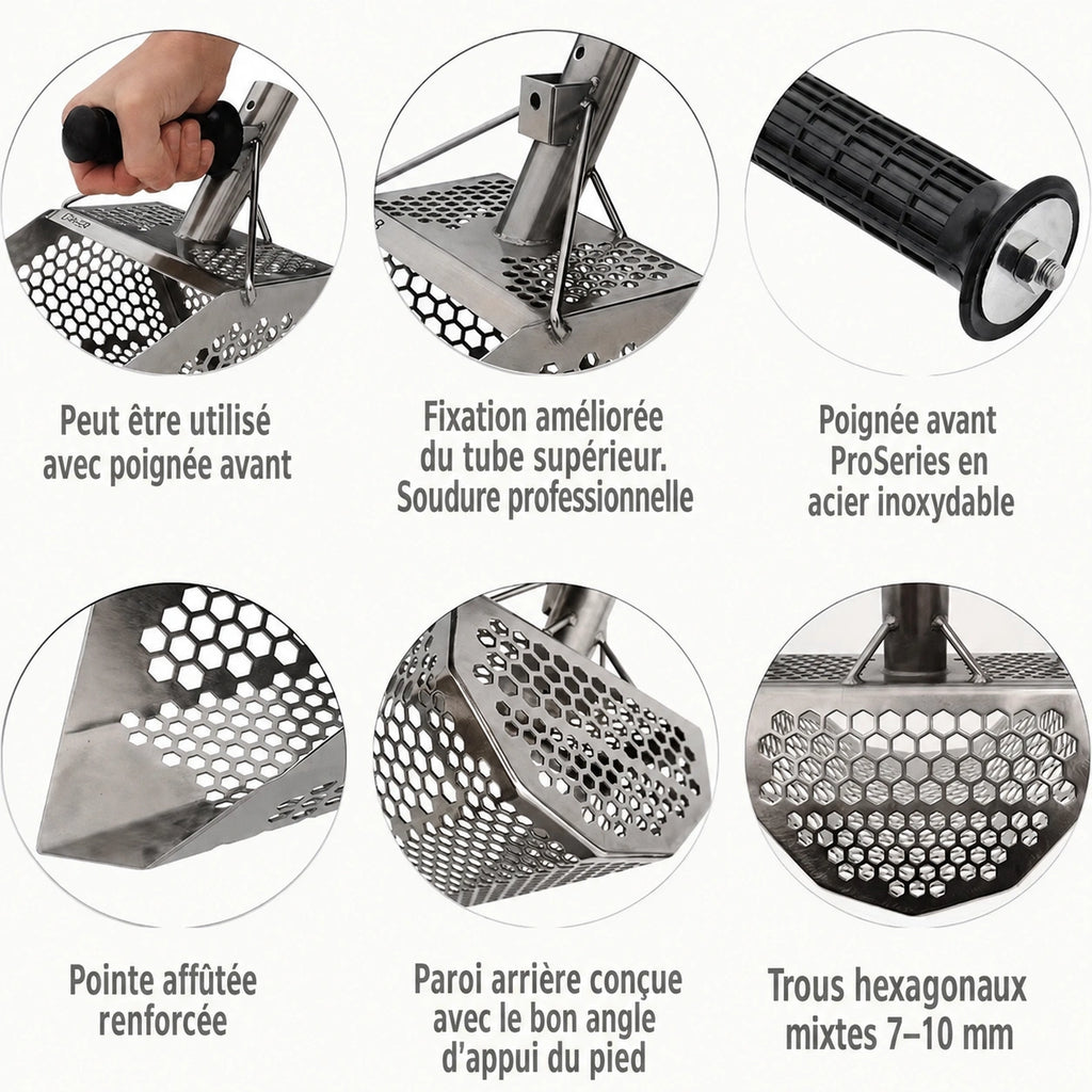 Extracteur de plage acier inoxydable - Détection sable humide et sable sec