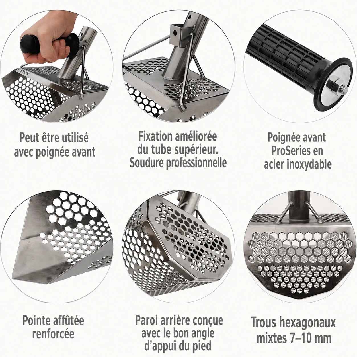Extracteur de plage acier inoxydable - Détection sable humide et sable sec