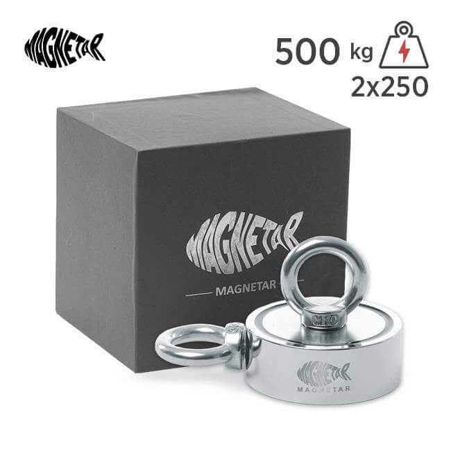 Aimant néodyme Magnetar Bulldog 500 kg - Double face 2x250 kg sans corde - Detecteurpro.fr