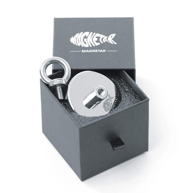 Aimant néodyme Magnetar Classic 150 kg - Mono-face pêche verticale compact et léger - Detecteurpro.fr