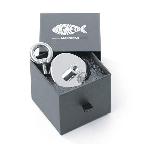 Aimant néodyme Magnetar Classic 150 kg - Mono-face pêche verticale compact et léger - Detecteurpro.fr