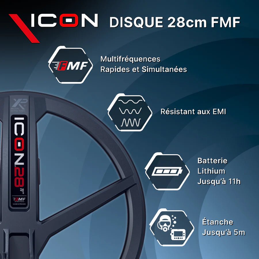 Détecteur XP ICON - Télécommande, disque 28cm FMF - Detecteurpro.fr