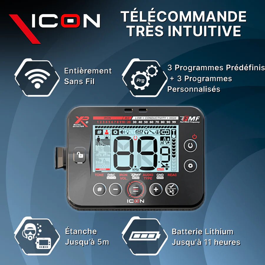 Détecteur XP ICON - Télécommande, disque 28cm FMF - Detecteurpro.fr