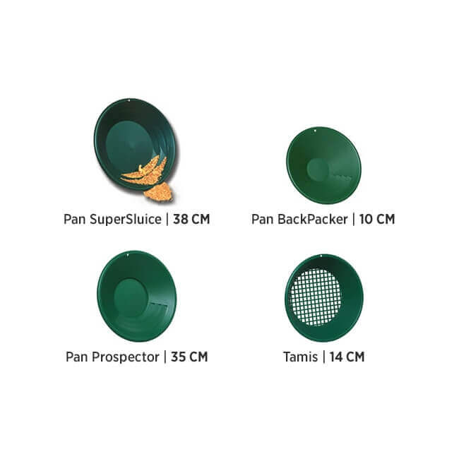 Kit d'orpaillage Garrett Gold Pan Kit Deluxe - 3 pans SuperSluice, Gold Trap, Backpacker et tamis - Detecteurpro.fr