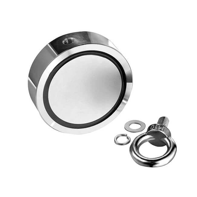 Pack aimant néodyme double face 400 kg - 2x200 kg avec corde 20 m pêche à l'aimant - Detecteurpro.fr