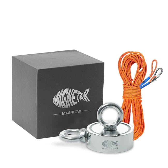 Pack aimant néodyme Magnetar Bulldog 500 kg - Double face 2x250 kg avec corde 20 m - Detecteurpro.fr