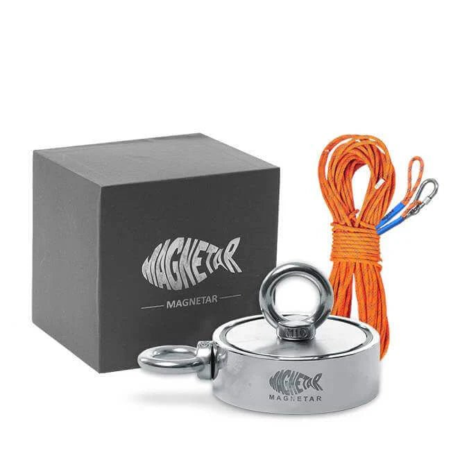 Pack aimant néodyme Magnetar Bulldog 880 kg - Double face 2x440 kg avec corde 20 m - Detecteurpro.fr
