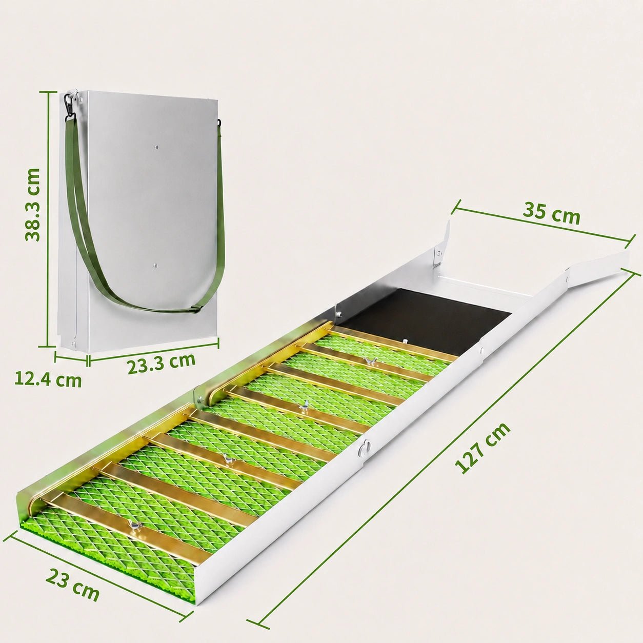 Rampe d'orpaillage pliante aluminium 127 cm - Sluice box avec tapis de capture inclus - Detecteurpro.fr